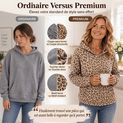 Sweat-shirt décontracté à imprimé léopard pour femme