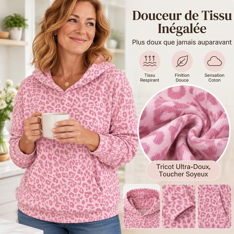 Sweat-shirt décontracté à imprimé léopard pour femme