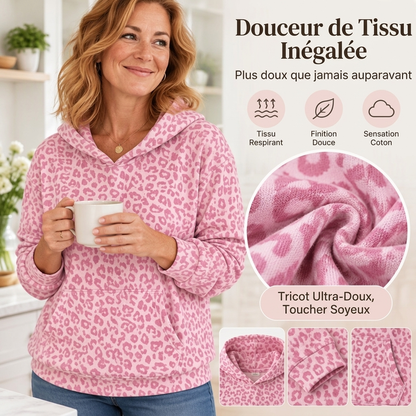 Sweat-shirt décontracté à imprimé léopard pour femme