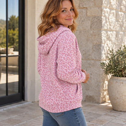 Sweat-shirt décontracté à imprimé léopard pour femme