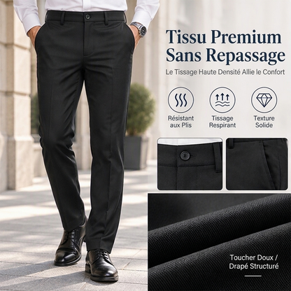 Pantalon de costume ajusté taille mi-haute pour hommes