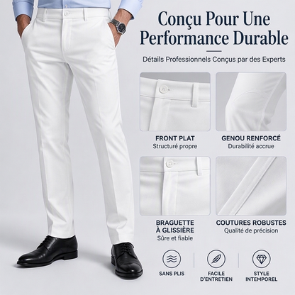 Pantalon de costume ajusté taille mi-haute pour hommes