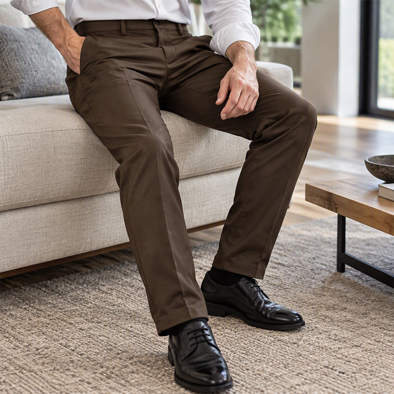 Pantalon de costume ajusté taille mi-haute pour hommes