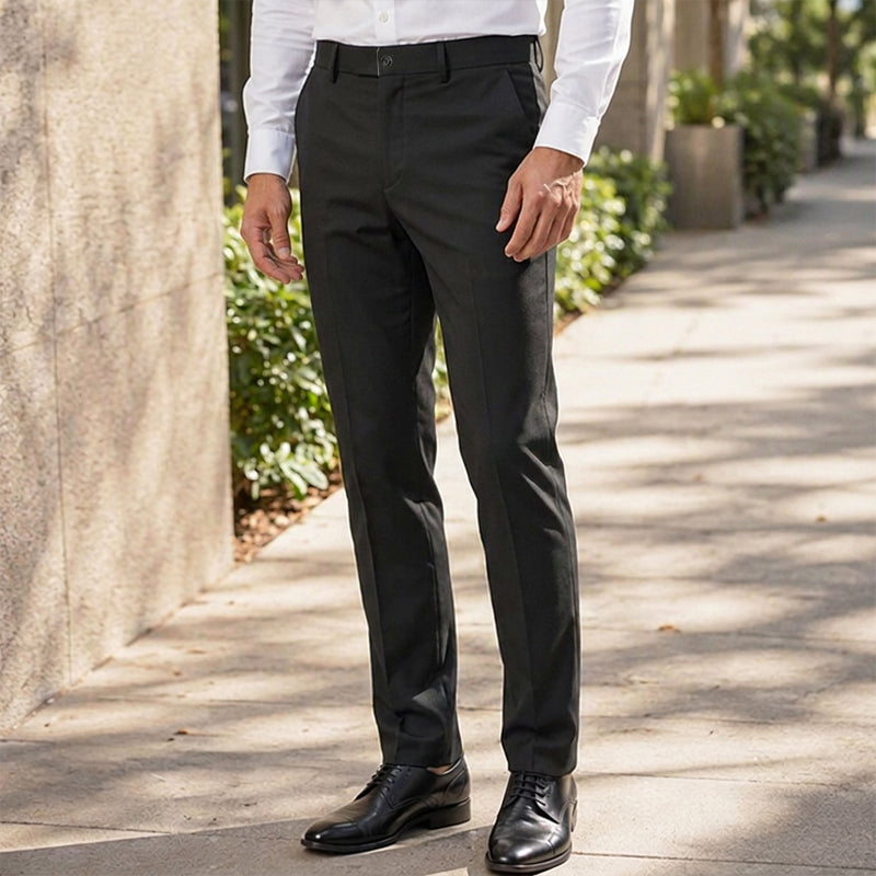 Pantalon de costume ajusté taille mi-haute pour hommes