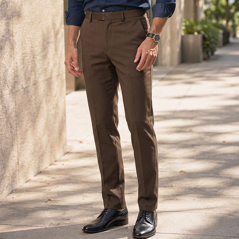 Pantalon de costume ajusté taille mi-haute pour hommes