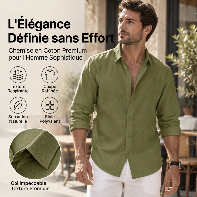 Chemise en lin décontractée, légère et respirante pour homme