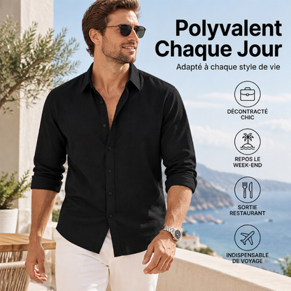 Chemise en lin décontractée, légère et respirante pour homme