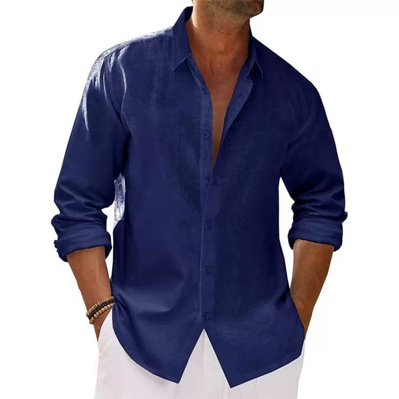 Chemise en lin décontractée, légère et respirante pour homme