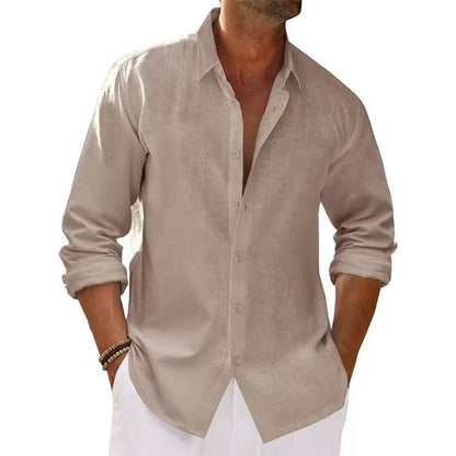 Chemise en lin décontractée, légère et respirante pour homme