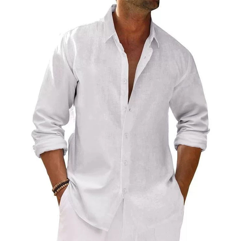 Chemise en lin décontractée, légère et respirante pour homme