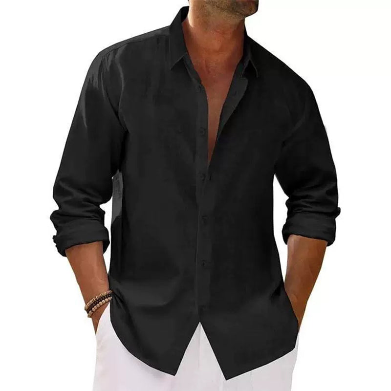 Chemise en lin décontractée, légère et respirante pour homme