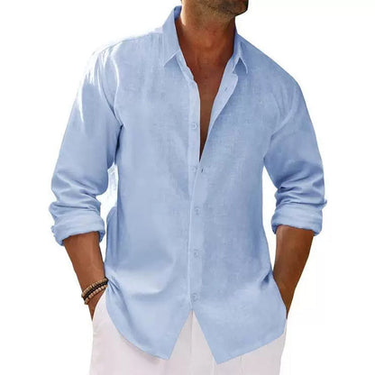Chemise en lin décontractée, légère et respirante pour homme
