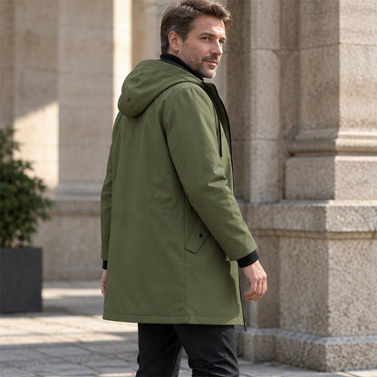 Trench-coat à capuche mi-long pour homme