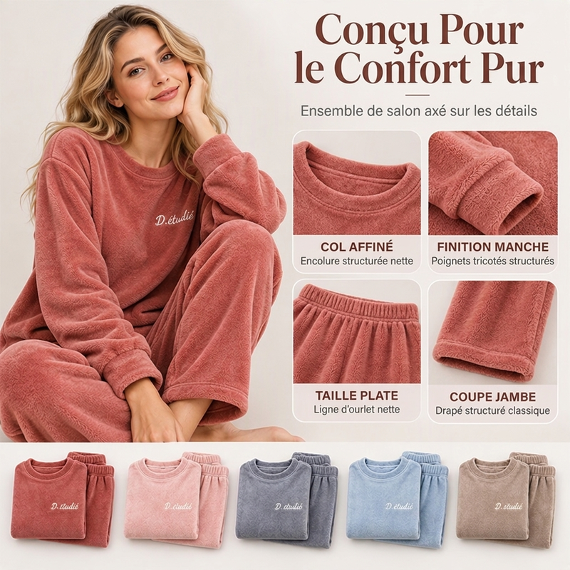 Pyjama doux et chaud en velours corail pour femme