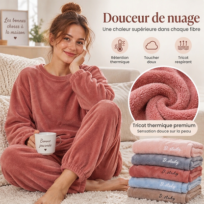 Pyjama doux et chaud en velours corail pour femme