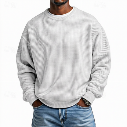 Sweat-shirt à col rond en maille gaufrée pour homme