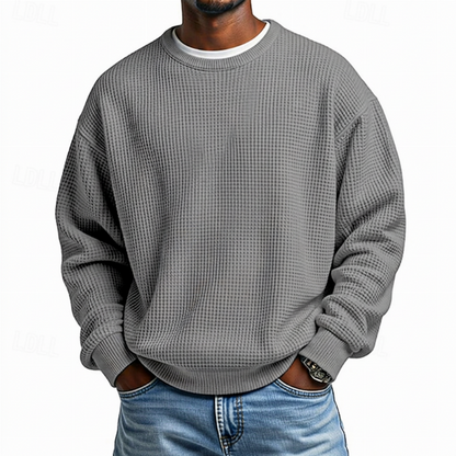 Sweat-shirt à col rond en maille gaufrée pour homme