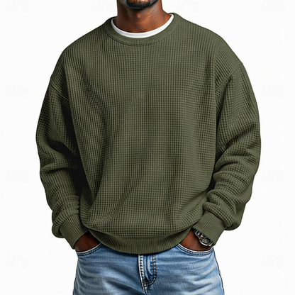 Sweat-shirt à col rond en maille gaufrée pour homme