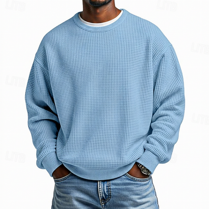 Sweat-shirt à col rond en maille gaufrée pour homme
