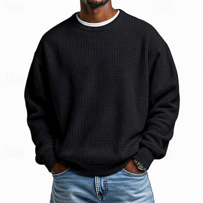 Sweat-shirt à col rond en maille gaufrée pour homme
