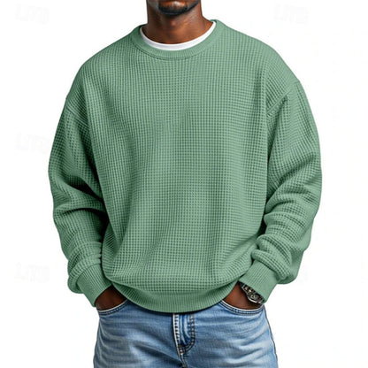 Sweat-shirt à col rond en maille gaufrée pour homme