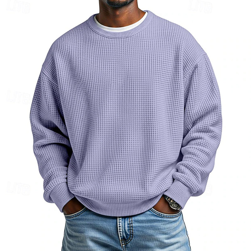 Sweat-shirt à col rond en maille gaufrée pour homme