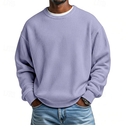 Sweat-shirt à col rond en maille gaufrée pour homme