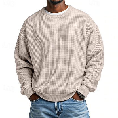 Sweat-shirt à col rond en maille gaufrée pour homme
