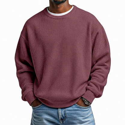 Sweat-shirt à col rond en maille gaufrée pour homme