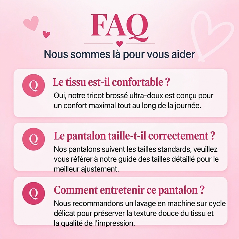 Pants larges en peluche pour femme avec imprimé cœur