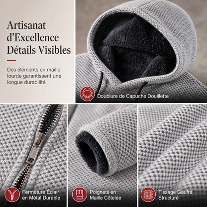 Cardigan à capuche mi-long épaissi pour homme
