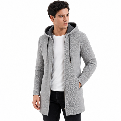 Cardigan à capuche mi-long épaissi pour homme
