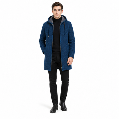 Cardigan à capuche mi-long épaissi pour homme