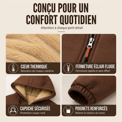 Veste à capuche doublée en sherpa épaisse pour homme