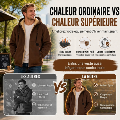 Veste à capuche doublée en sherpa épaisse pour homme