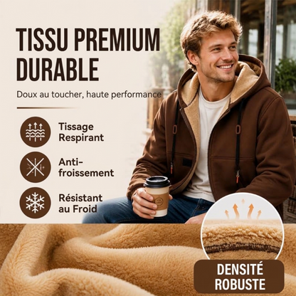 Veste à capuche doublée en sherpa épaisse pour homme