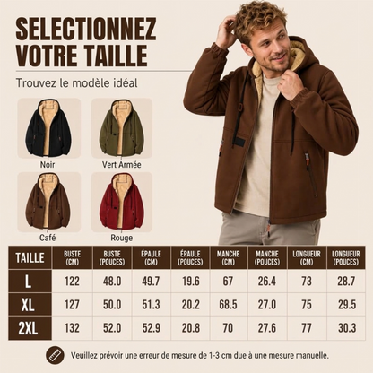 Veste à capuche doublée en sherpa épaisse pour homme