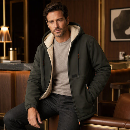 Veste à capuche doublée en sherpa épaisse pour homme