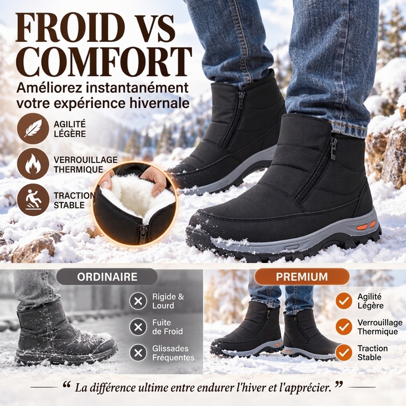 Bottes de neige d'hiver pour hommes, doublure en peluche, imperméables