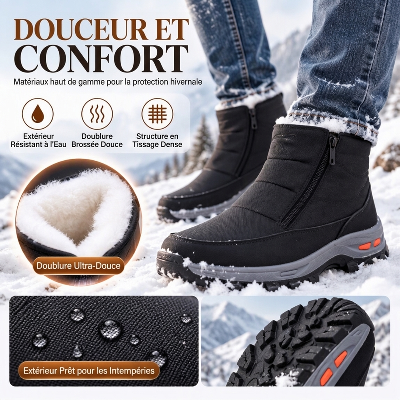 Bottes de neige d'hiver pour hommes, doublure en peluche, imperméables