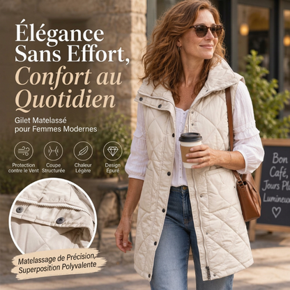 Gilet matelassé thermique mi-long pour femme