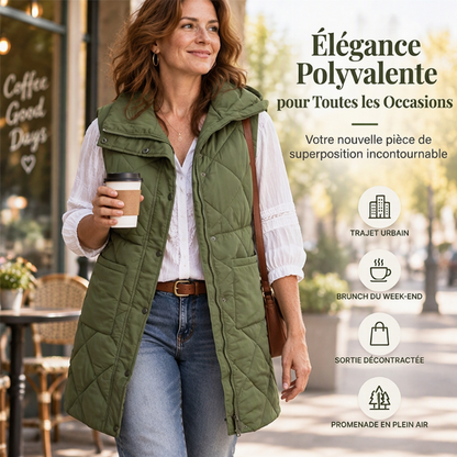 Gilet matelassé thermique mi-long pour femme