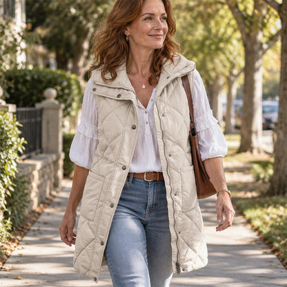 Gilet matelassé thermique mi-long pour femme