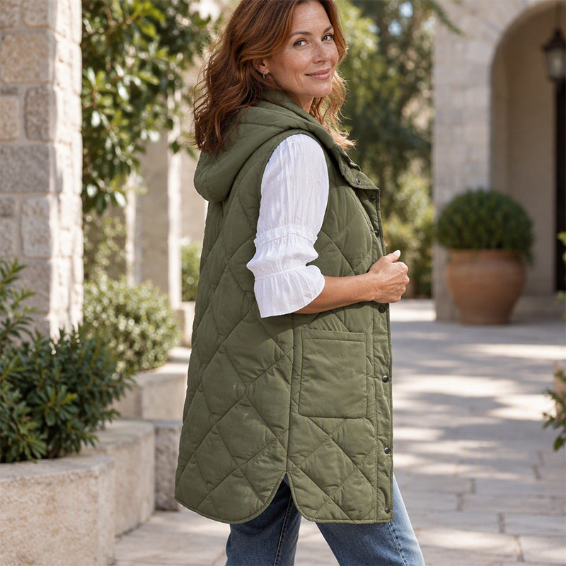 Gilet matelassé thermique mi-long pour femme