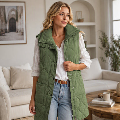 Gilet matelassé thermique mi-long pour femme
