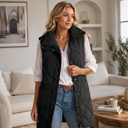 Gilet matelassé thermique mi-long pour femme