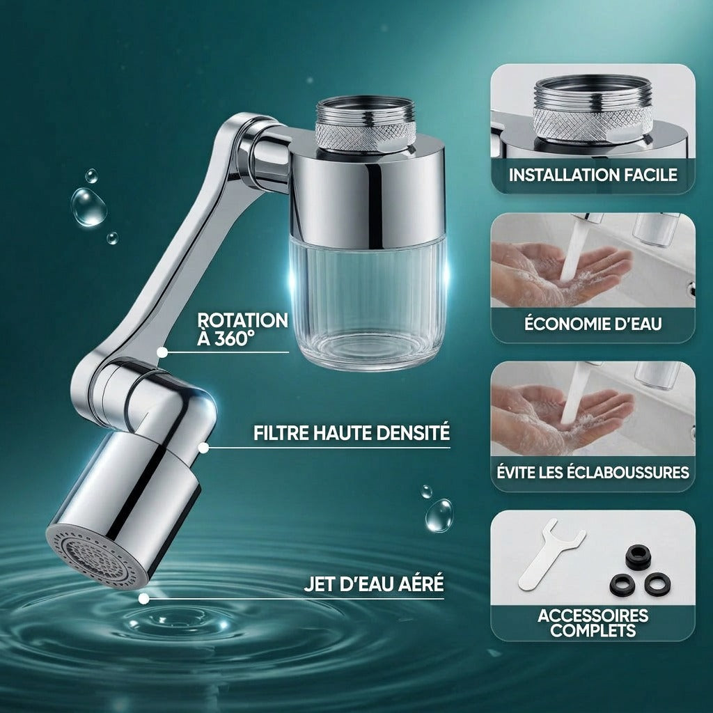 Robinet multifonctionnel rotatif à 360°