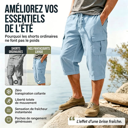 ⏰ -50% – Pour une durée limitée !👖Pantalon capri cargo en lin mélangé pour homme🌬️ Léger, respirant et conçu pour le confort