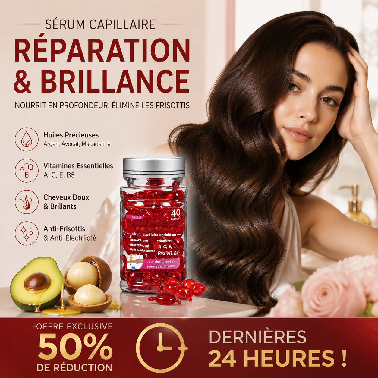 -50% Aujourd’hui 🔥🌿 Sérum Capillaire à l’Huile Marocaine