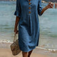 🔥Robe midi unie à manches volantées pour femme✈️